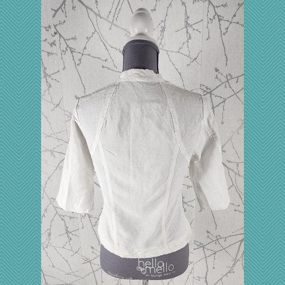 Ou Empereur Ou Rien White Button Front Cropped Blouse - Picture 3 of 4